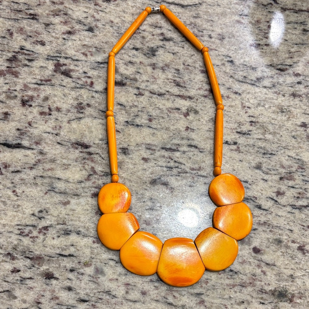 Tangua Nut Necklace Yellow Orange Statement Necklace - Women Jewelry - Only One